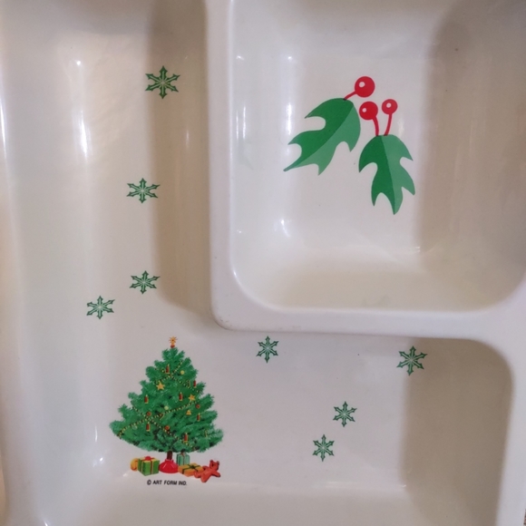 Art Form Ind Christmas Tree Chip Dip Rigid Plastic Divided Serving Tray Vintage - Picture 5 of 13